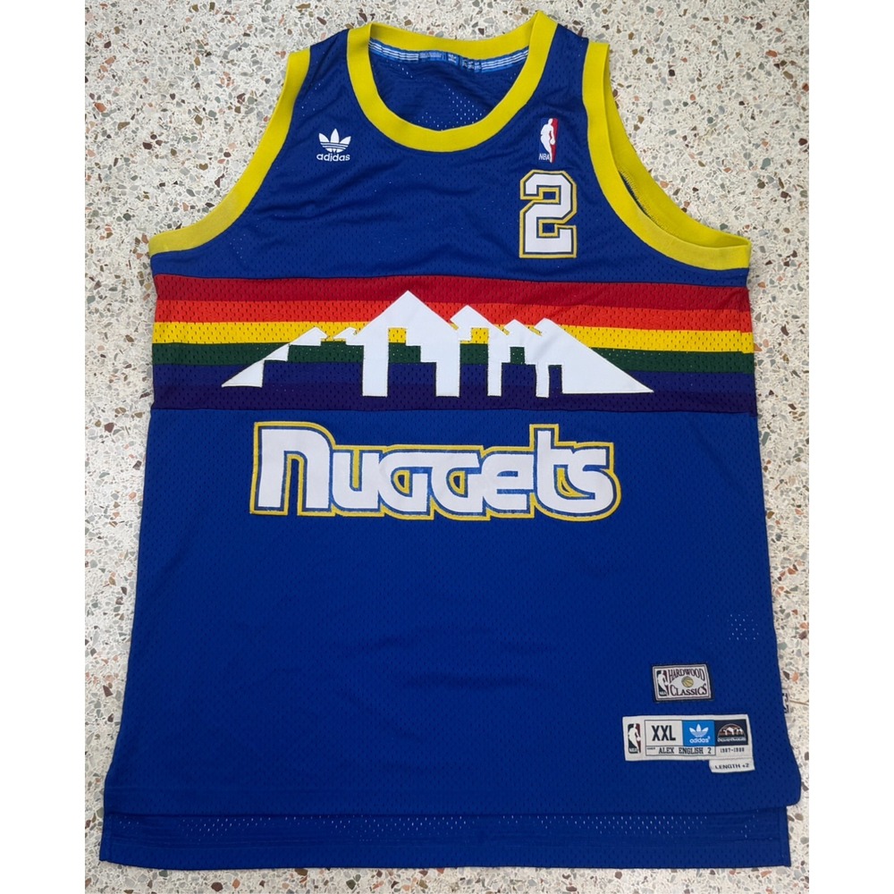 Adidas Hardwood Classics NBA Vtg Denver Nuggets #2 Alex English Jersey Size 2XL